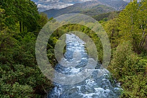 The river Po in Paesana, Cuneo, Italy