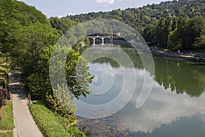 The river Po in Turin, Italy, seen from the Valentino park photo