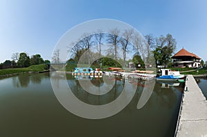 The river port, boats and marina in Veseli nad Moravou