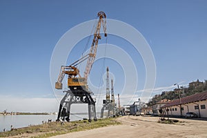 River port industrial cranes