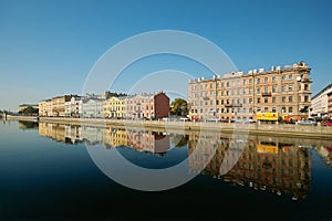 River quay and the old buildings arow