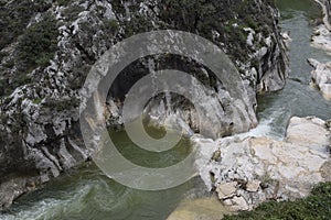 River. Rapid current. Mountain river.