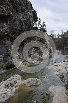 River. Rapid current. Mountain river. photo