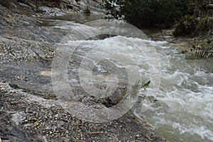 River. Rapid current. Mountain river.