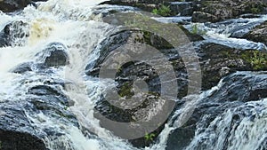 River Rapids Water Flowing on Rocky Slope (Slow Motion)