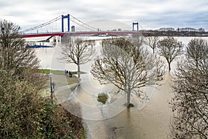 The river Rhine is flooding the promenade