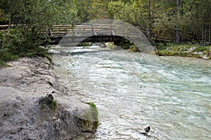River Rienz to Lake Toblach, Dolomites in South Tyrol, Italy photo