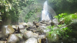 River rock with waterfall background