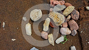 River rocks background. Sea stones pattern. Stone texture for natural background