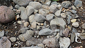 River rocks background. Sea stones pattern. Stone texture for natural background