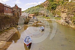 River running through Staithes village