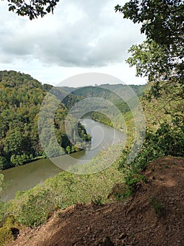 River Saar in green nature near Saarschleife in german region Saarland