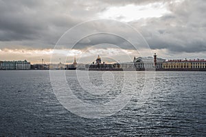 river Saint-Petersburg embankment historical building clouds day