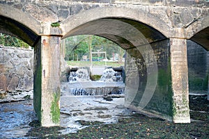 River of the Santa Curz beach in Santa Cruz Galicia, Spain