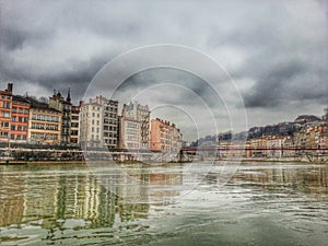 The river Saone of Lyon, Lyon old town, France