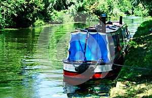 River scenery with a narrowboat