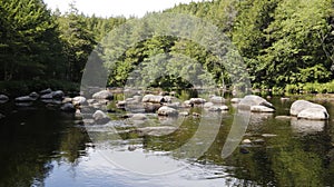 River scenics with rocks and summer sun.