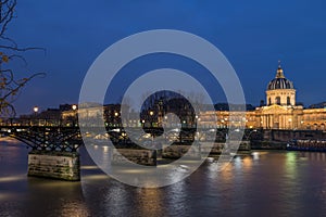 River Seine with Pont des Arts and Institut de France at night i