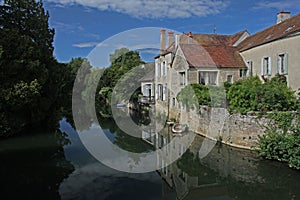 River serein landscape,Noyers,Burgundy,france.