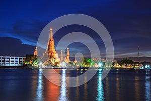 River side view of Wat Arun Ratchawararam Ratchawaramahawihan