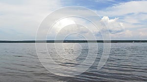 River sky clouds yenisei siberia