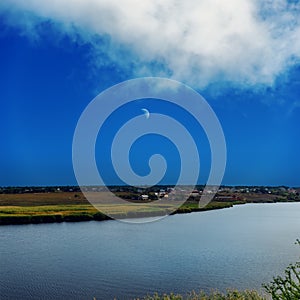 River and sky with moon