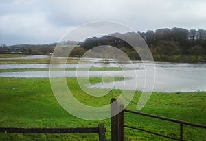 River Slaney Flooding in Enniscorthy Fields, County Wexford