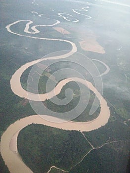 A river with a snake-like flow