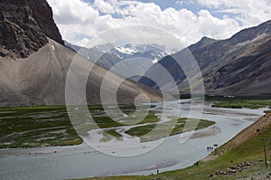 River between Sonamarg and Kargil in Ladakh, India photo