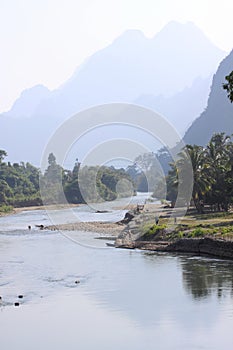 River song landscape, Laos.