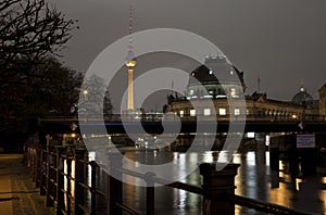 River Spree, Bode Museum and TV Tower in Berlin