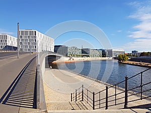 River Spree at shore with new houses