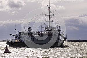 River steamer in stormy weather