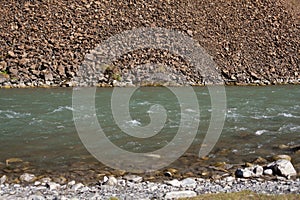 River and stone coast background