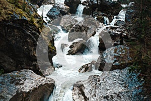 River stream in cliffy mountains.