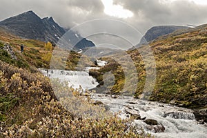 River stream coming down from the mountains of Hurrungane in Jotunheimen, Norway