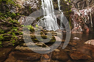 River stream flows across canyon