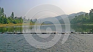 River stream between hills in an mountain region