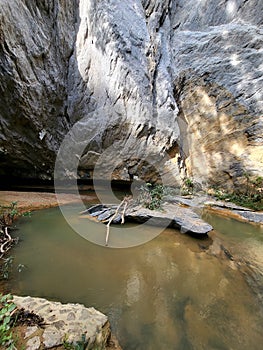 River stream under cave in Gua Ikan, Dabong, Kelantan, Malaysia.