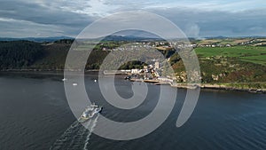 River Suir, Ireland - Aerial view of The Passage East Ferry across River Suir linking the villages of Passage East in Co.