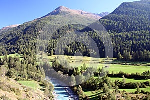 River in Swiss Alps landscape