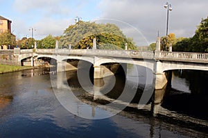 River Taff and bridge in Cardiff, Wales, UK