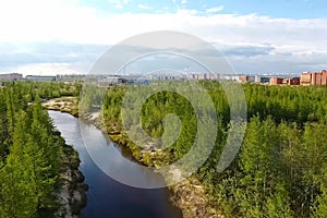 river in the taiga near the town of New Urengoy