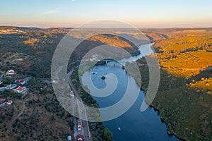 River Tajo passing town Belver in Portugal