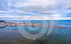 River Teign, Shaldon and Teignmouth from a drone, Devon, England