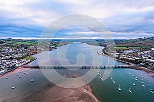 River Teign, Shaldon and Teignmouth from a drone, Devon, England