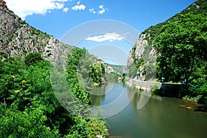 The River Tet runs by the pretty walled town of Villfranche de Conflent