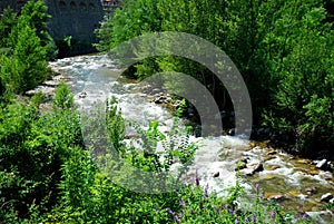 The River Tet runs by the pretty walled town of Villfranche de Conflent