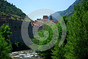 The River Tet runs by the pretty walled town of Villfranche de Conflent