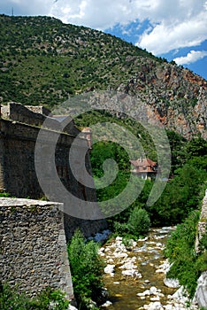 The River Tet runs by the pretty walled town of Villfranche de Conflent